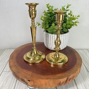 Vintage Brass 7" Candlestick Holders Valsan & Baldwin Cottagecore Decor